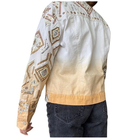 💫Boston Proper, multi-colored, abstract embroidered cotton jacket - Picture 5 of 6